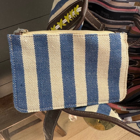 Big Buddha Swesley Blue and White Striped Tribal Tote Bag - Picture 5 of 13